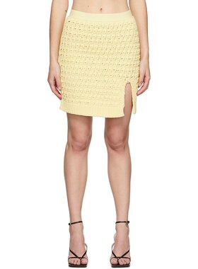 潮奢 Bottega Veneta 葆蝶家 女士 黄色开衩短裙 690668V1T70