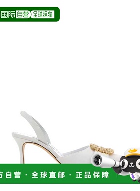 香港直邮MANOLO BLAHNIK 莫罗 伯拉尼克 女士 Gibsli 白色绉纱浅