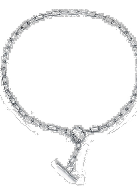 自营 genevive纯银白金镀方晶锆石弹簧环链项链 - 银 美国奥莱直