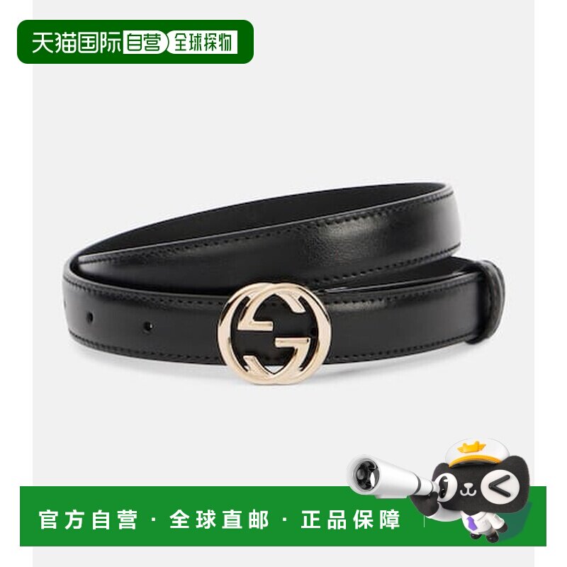 1h可退 香港直邮Gucci 古驰 女士 双G扣皮带腰带 black黑色 舒适