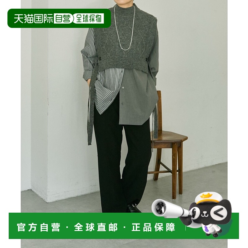 1h可退 日本直邮ear PAPILLONNER 女装 长款条纹衬衫+短款针织背