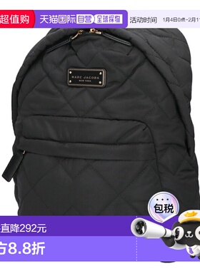 日本直邮MARC JACOBS 绗缝双肩包带品牌标志牌M0011321 001黑色