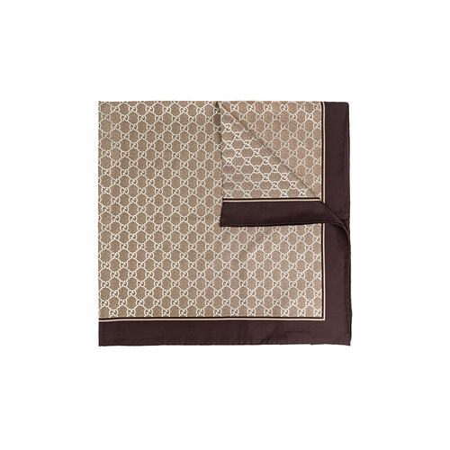 GUCCI 女士围巾 8122513G0019865 SS2025 花色 GG真丝方巾