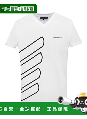香港直邮EMPORIO ARMANI 男士白色棉质徽标V领短袖T恤 3Z1T85-1J0