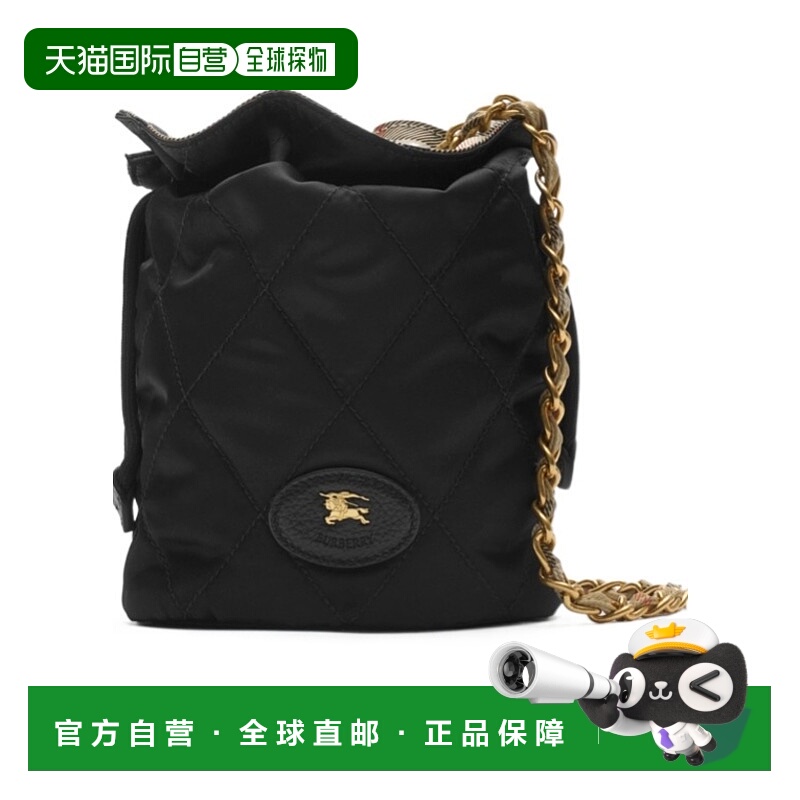 1h可退 香港直邮BURBERRY 女士斜挎包 81184491 AW2025 黑色 抽绳