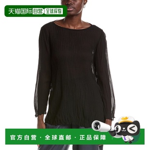 黑色 船领真丝衬衫 美国奥莱直发 FISHER 自营EILEEN