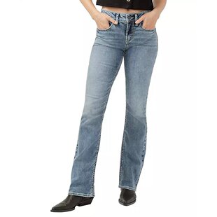 女士 Suki 中腰曲线修身 美国直邮Silver 微喇牛仔裤 Jeans