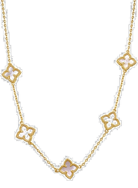 自营 Adornia 白色珍珠母贝花卉项链 金色 - 白色 美国奥莱直发