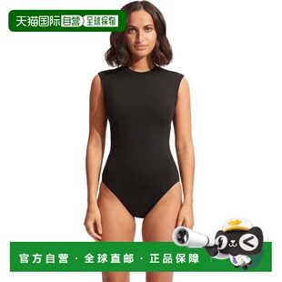 自营Women's Seafolly Collective Swimsuit Black Stretch Open