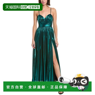 自营Milly Shannon Solid Metallic Dress - green 美国奥莱直发
