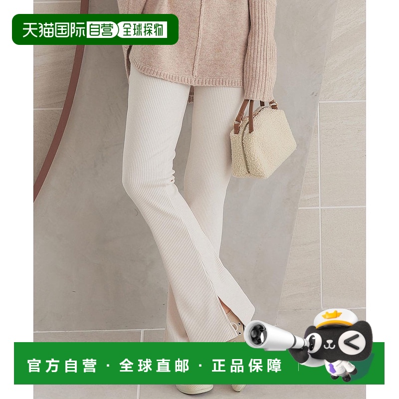 【日本直邮】KOBE LETTUCE 背部微拉绒侧开衩喇叭罗纹裤 [2 种长]