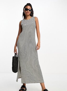 潮奢 Vero Moda 维莎曼 女士 Aware 无袖条纹长款连衣裙(mono)