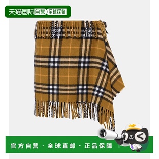 女士 巴宝莉 格纹羊毛羊绒迷你半身裙 香港直邮Burberry 1h可退