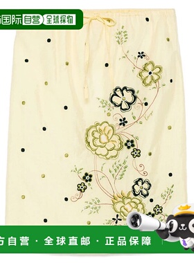 香港直邮KENZO 女士半身裙 FF52JU3029CD38 SS2025 黄色 刺绣直筒