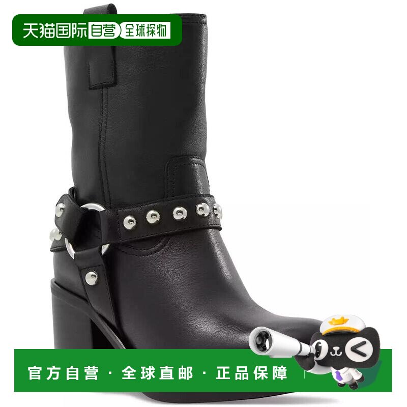 1h可退 【美国直邮】ALDO 女鞋 时装靴 Albai机车风铆钉短靴 黑色
