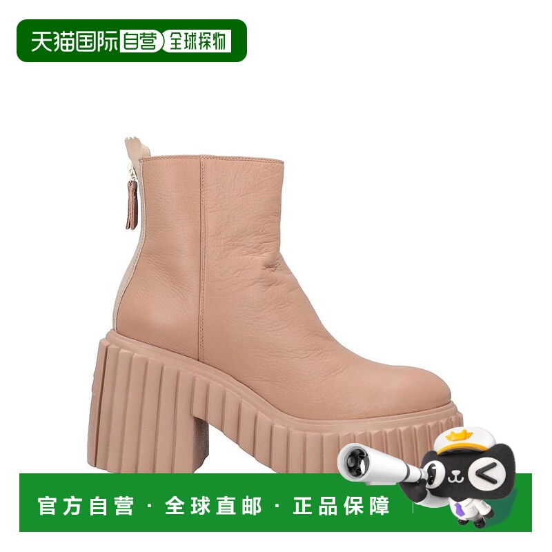 1h可退 【美国直邮】AGL 女鞋时装靴 软真皮拉链开合圆头方跟靴子