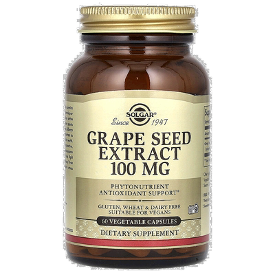 香港直发SOLGAR索尔加葡萄籽提取胶囊减缓细胞老化支持心脏60粒