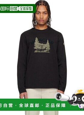 1h可退 香港直邮Moncler 盟可睐 男士 黑色长袖 T 恤 K20918D0001