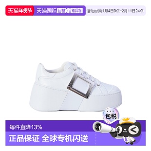 香港直邮Roger Vivier/RV女鞋Viv Skate牛皮系带厚底休闲小白鞋