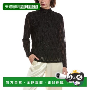 自营Anne Klein Zip Back Mock Turtleneck Top - black 美国奥莱