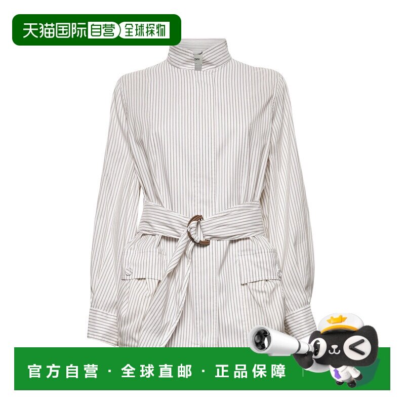 欧洲直邮FENDI 女士外套 FJ7621AQ3LF0XAY CO 米白色 中式立领长