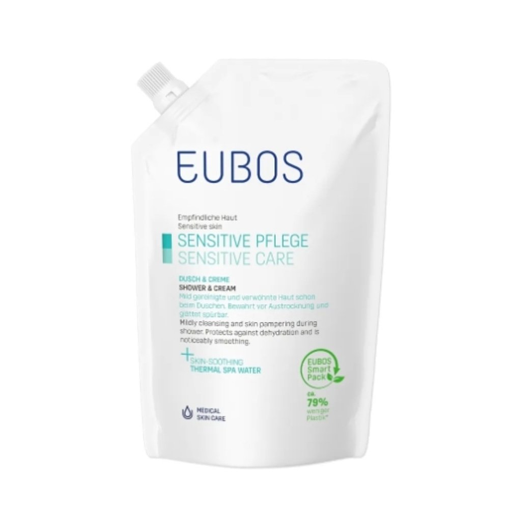 欧洲直邮Eubos皮肤护理洗护温和沐浴露清洁毛孔补充袋装400ml