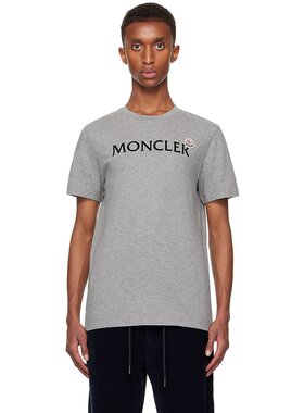 潮奢 Moncler 盟可睐 男士 灰色植绒徽标 T 恤 J20918C000248390T