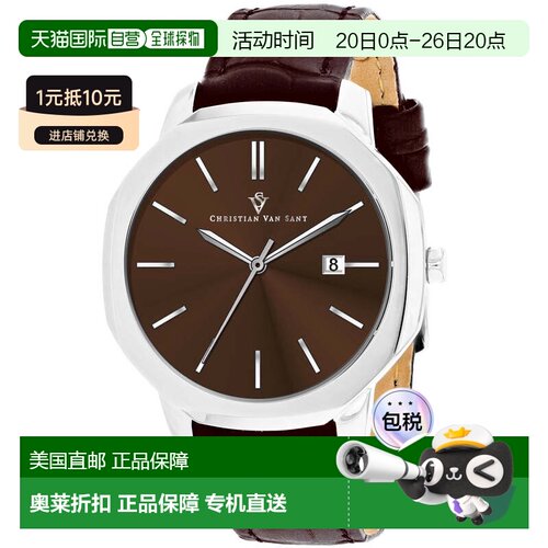 自营Christian Van Sant Men's Octavius Slim Brown Round 42mm
