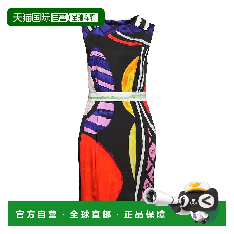 1h可退 香港直邮Moschino 莫斯奇诺 女士 中长连衣裙 black黑色