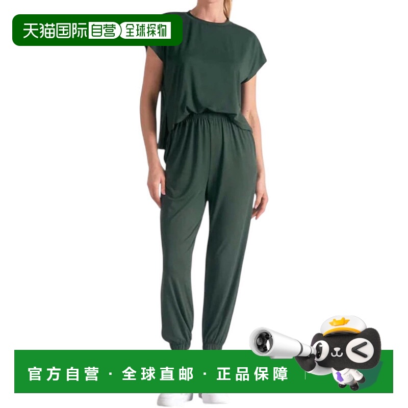 自营elanShort Sleeve T Shirt Jumpsuit In Dark Green - dark g