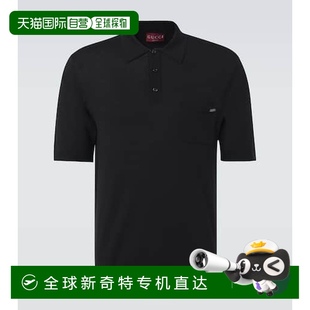 香港直邮Gucci 男士 1h可退 古驰 舒适 徽标羊毛Polo衫 blue蓝色