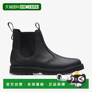 日本直邮Clarks其乐 绒面 轻便套脚 短筒 切尔西靴 男款 黑色男靴