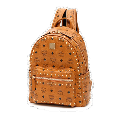 1h可退 香港直邮MCM 女士双肩包 MMK8AVE61CO 橙色 logo铆钉双肩