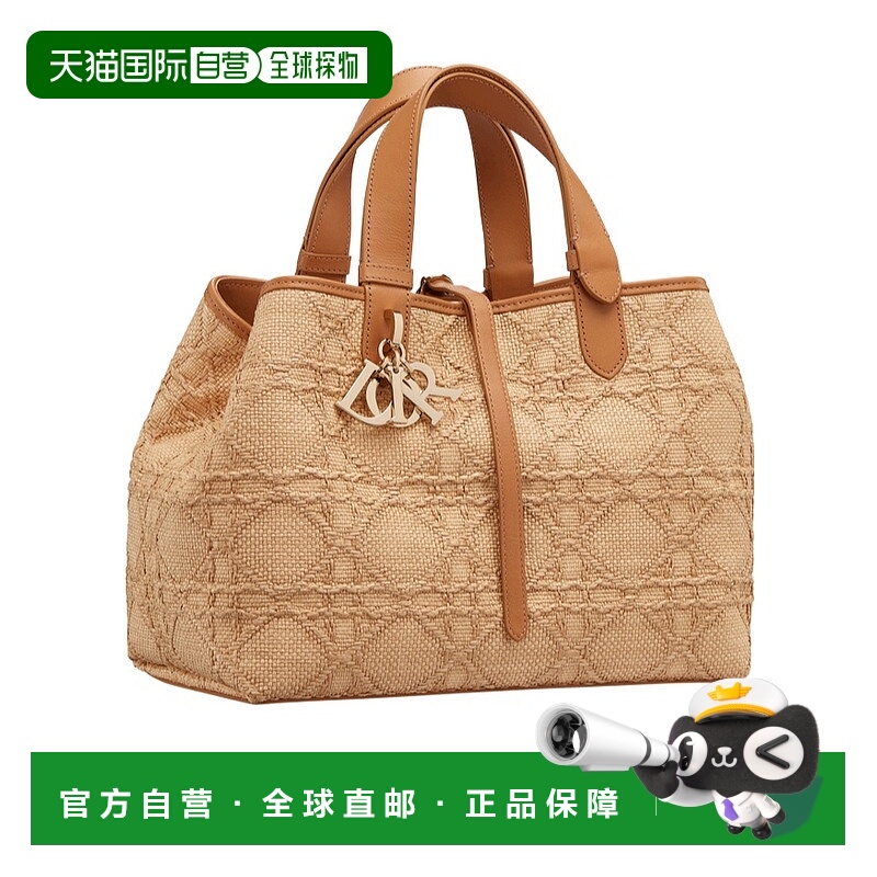 香港直邮Dior 中号Toujours 拉菲草手提包 M2821OMRN迪奥