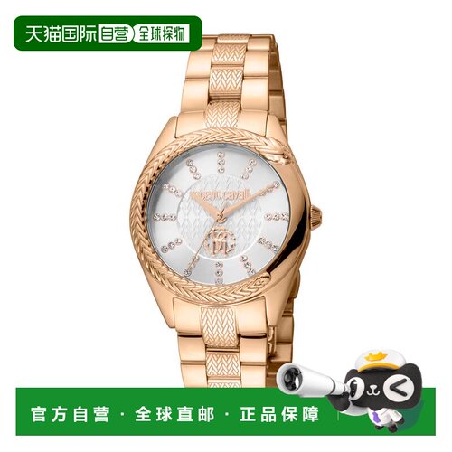 自营Roberto Cavalli女士蛇芯银色表盘玫瑰金石英手表-玫瑰金 美