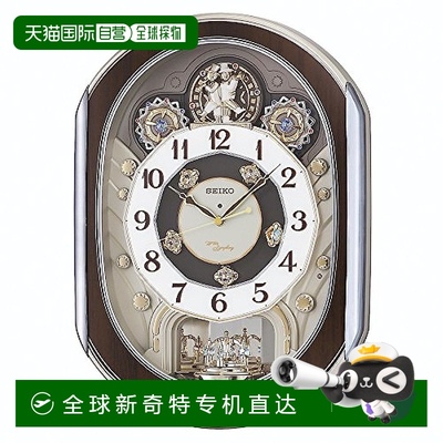 【日本直邮】Seiko Clock 日本电波钟 浅金色 珍珠 摆钟 挂钟精工