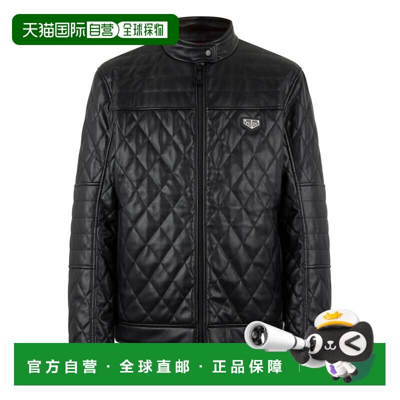 自营philipp pleinEco Leather Padded Jacket - black 美国奥莱图片