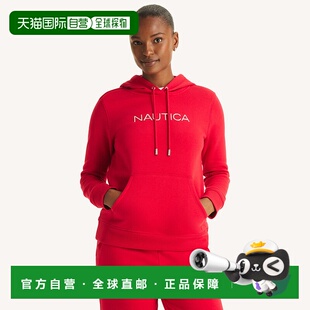 美国奥莱直发 亮珊瑚色 自营Nautica女式 羊毛标志连帽衫