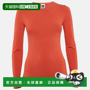 自营M Missoni Orange Knit Long Sleeve Crewneck Top - orange