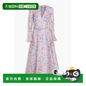 女士 1h可退 香港直邮ZIMMERMANN 印花亚麻真丝混纺欧根纱中长连