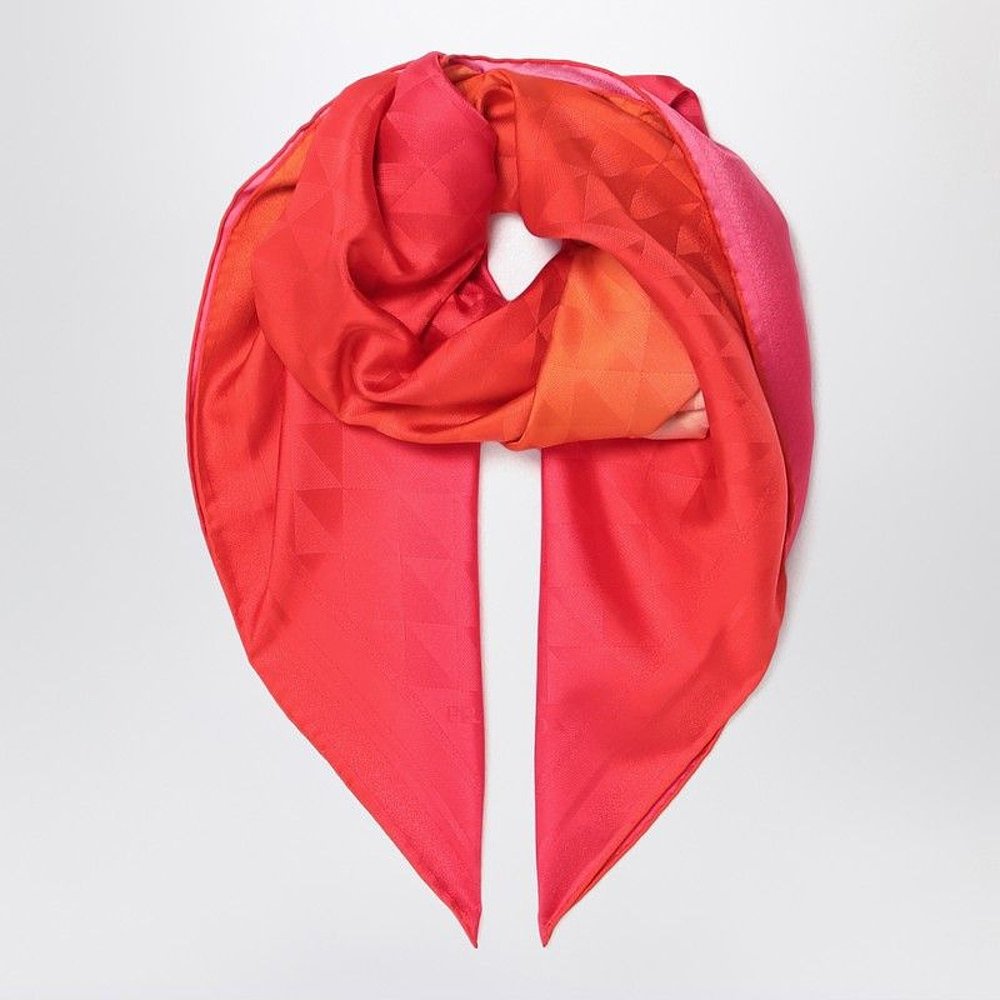 PRADA 女士围巾 1FF0012C8SF0029 CO 红色 'Symbole' print scarf