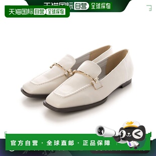 【日本直邮】Vivian女士方头皮鞋乳白色乐福鞋合成皮革复古时尚