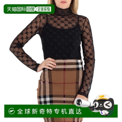 自营 Burberry Equestrian Knight Stretch Tulle Bodysuit - bla