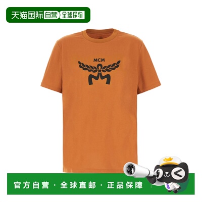 1h可退 香港直邮MCM 男士T恤 MHTFSMM01CO SS2025 橙色 Cotton cr