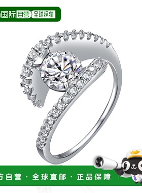 自营 GENEVIVE 925 纯银立方氧化锆密镶旁路戒指 - 银白色 美国奥
