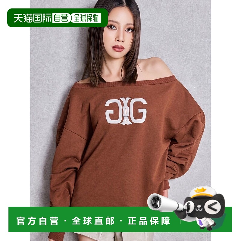 1h可退 日本直邮GYDA 女装 宽松半袖 蝴蝶结装饰露肩连帽卫衣 072