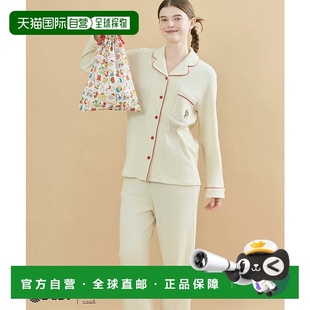 1h可退 日本直邮une nana cool 女装 全棉华夫格开襟睡衣 胸前刺