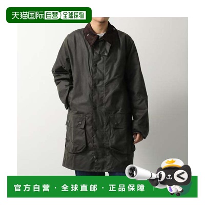 日本直邮Barbour 长款外套 BORDER WAX JACKET 波德 MWX0008 橄榄