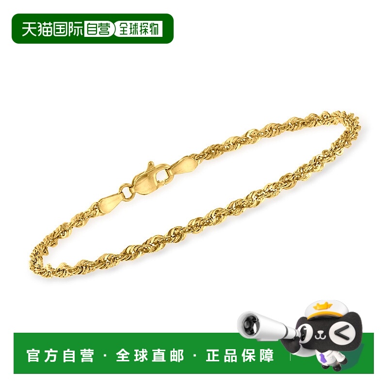 自营 Ross-Simons 14kt 黄金 2.6 毫米绳链手链 - 7 英寸 美国奥