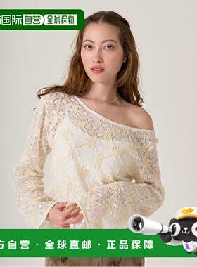 1h可退 日本直邮TINA：JOJUN 女装 立体花卉绳绣蕾丝长袖T恤 tnj8